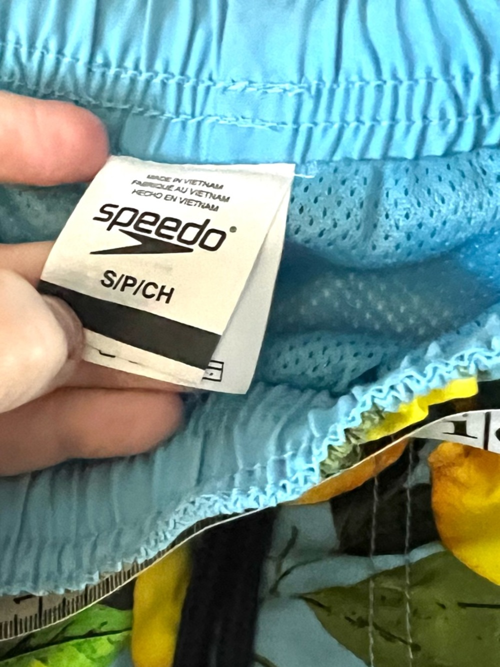 Speedo Lemon Print Swim Trunks Small Blue Citrus Swim Shorts Beach Pool Vacation - Picture 4 of 6